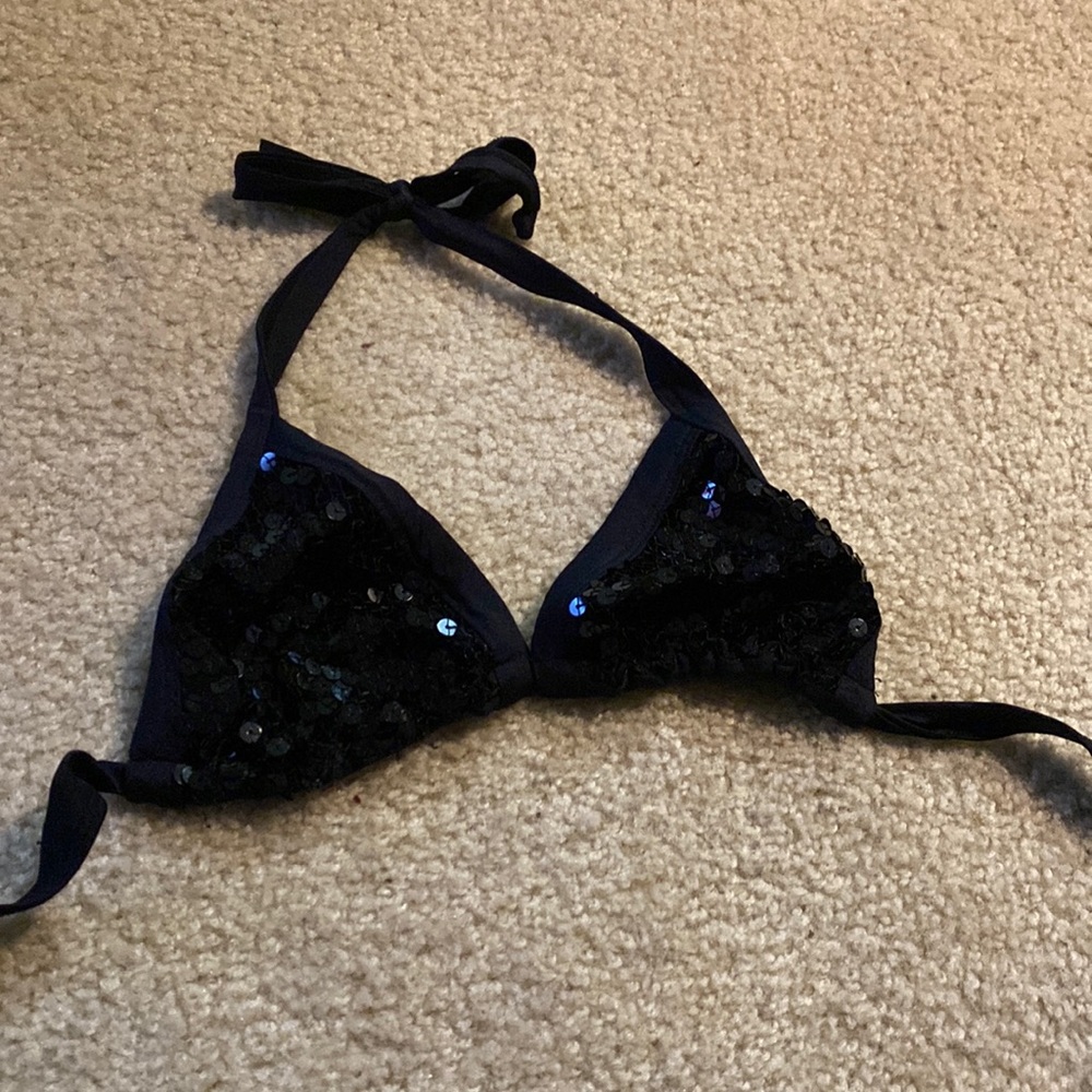 Black sequin bikini top